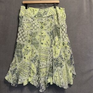 VTG Bob Mackie Silk Midi Skirt Size 14 Fairy Asymmetrical Hem Metallic Shimmer